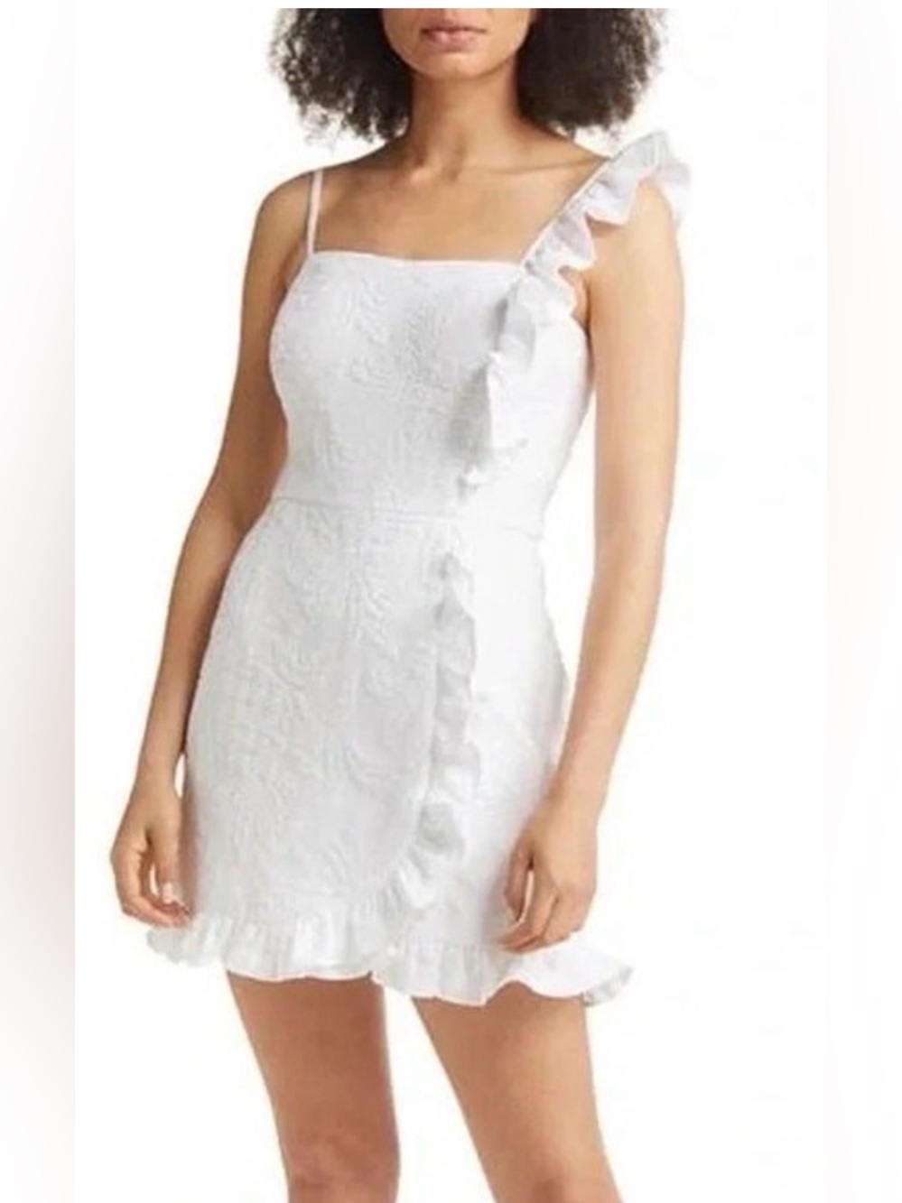 Lilly Pulitzer White Ruffle One-Shoulder Mini Dress 16 EUC